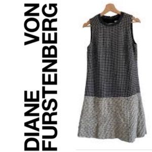 DIANE VON FURSTENBERG Mini Tweed Dress Black